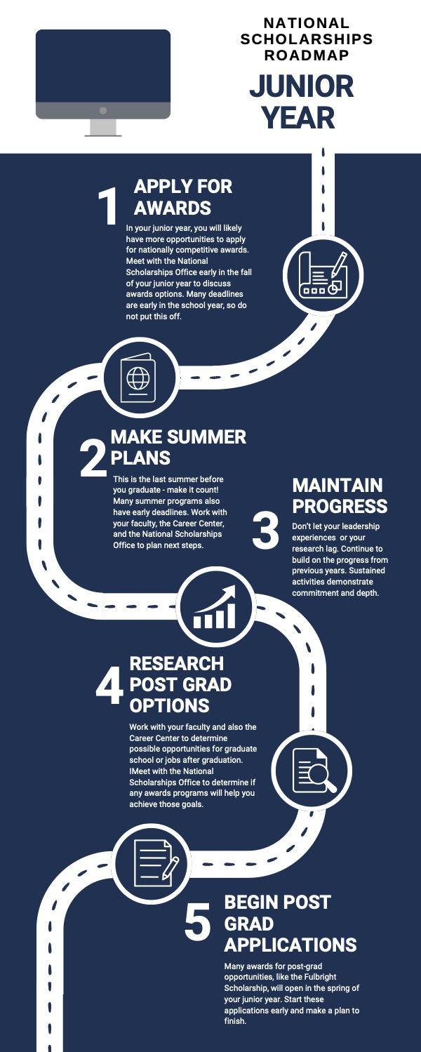 Roadmap of national scholarship success strategies for students in their junior year