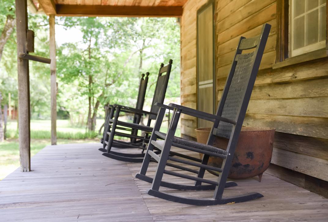 Rocking chairs on porch at Andalusia