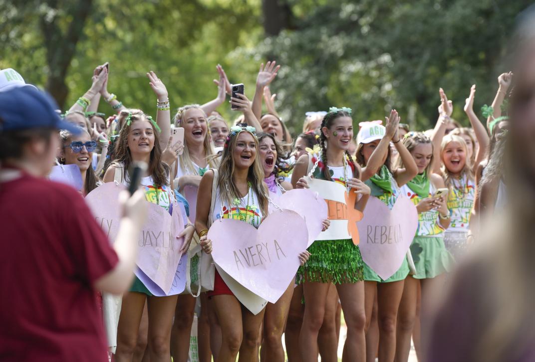 A sorority is prepared to welcome new bids